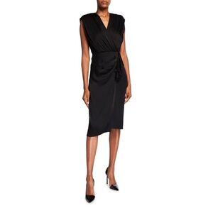 Veronica Beard Clarissa Draped Ruffle Satin Dress‎ | Black Cocktail Formal |sz 8
